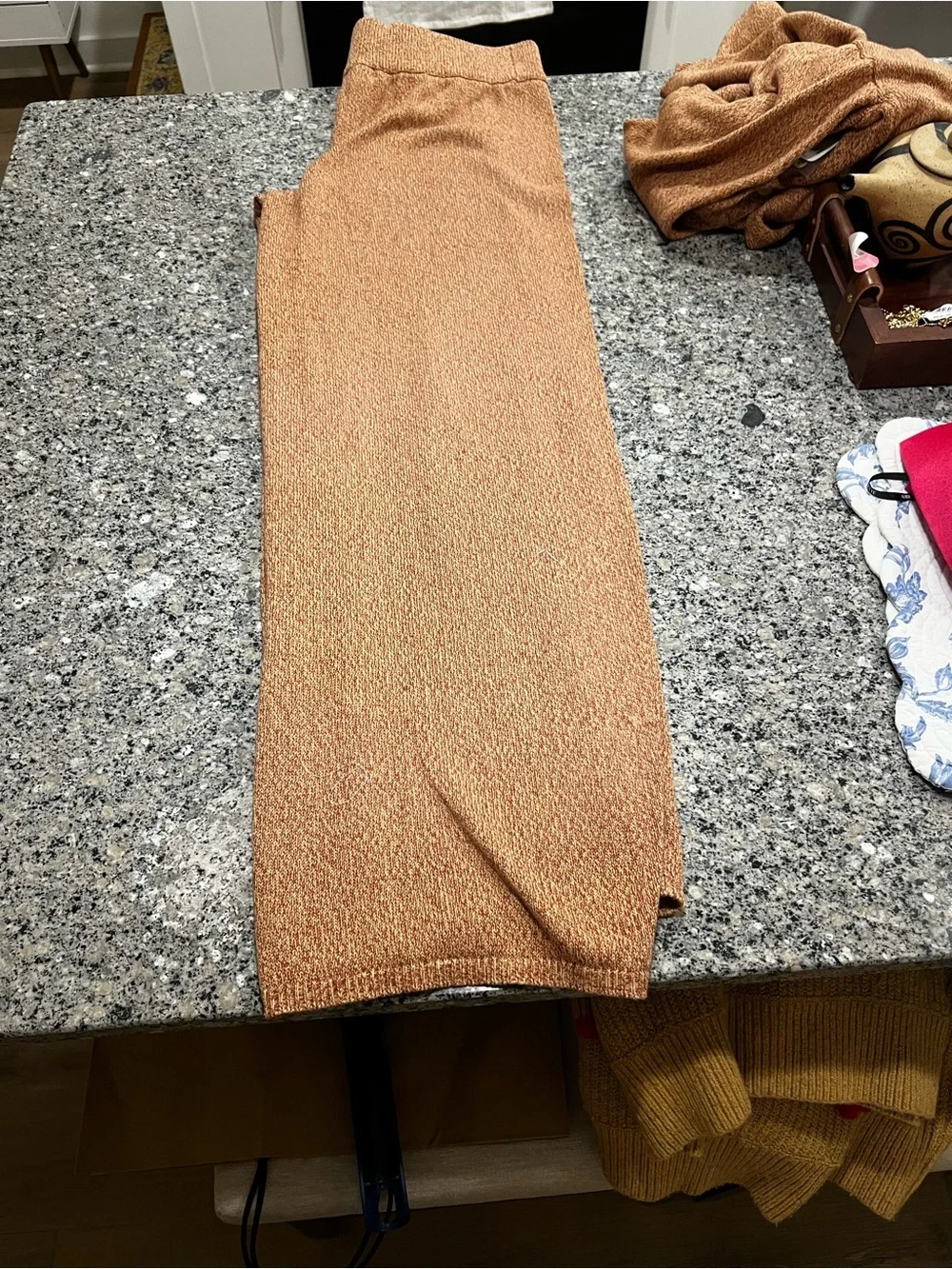 Free People Cozy 100% Cotton 2 Piece suit  Button-Detail Sweater Set in Camel